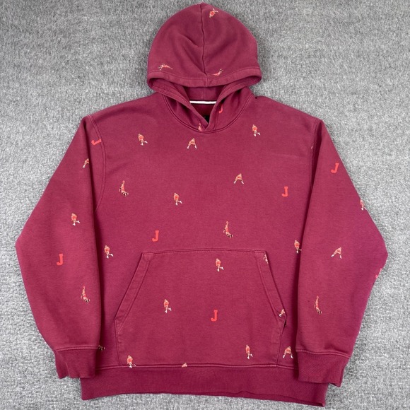 Air Jordan Hoodie Mens Large Red AOP Pullover Basketball Sports Sweatshirt Y2K - Picture 1 of 10